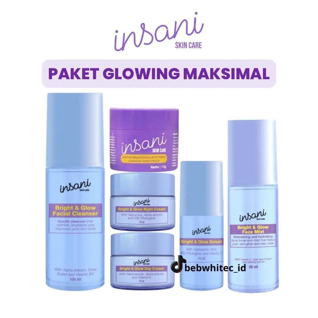 (PAKET GLOW KOMPLIT) INSANI SKINCARE PAKET BRIGHT & GLOW / PAKET ACNE BPOM & FORTE KLINIK APOTEKER Mencerahkan Melembutkan Facial Hitam