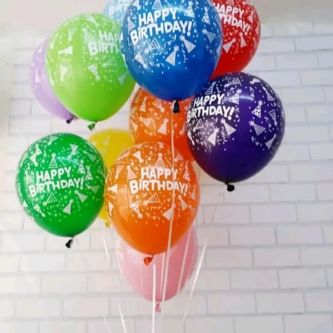100 pcs BALON MOTIF HBD BALON LATEX / BALON ULANG TAHUN BULAT