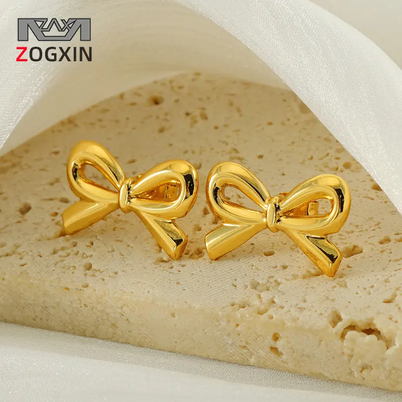 Hoa Tai Thắt Nơ Bóng Loáng, Phong Cách Sang Trọng Giá Cả Phải Chăng, Thiết Kế Châu Âu Và Mỹ, Được Làm Bằng Thép Không Gỉ 18K, Thời Trang Đơn Giản, Hoa Tai Dễ Phối Đồ, Bán Buôn Có Sẵn