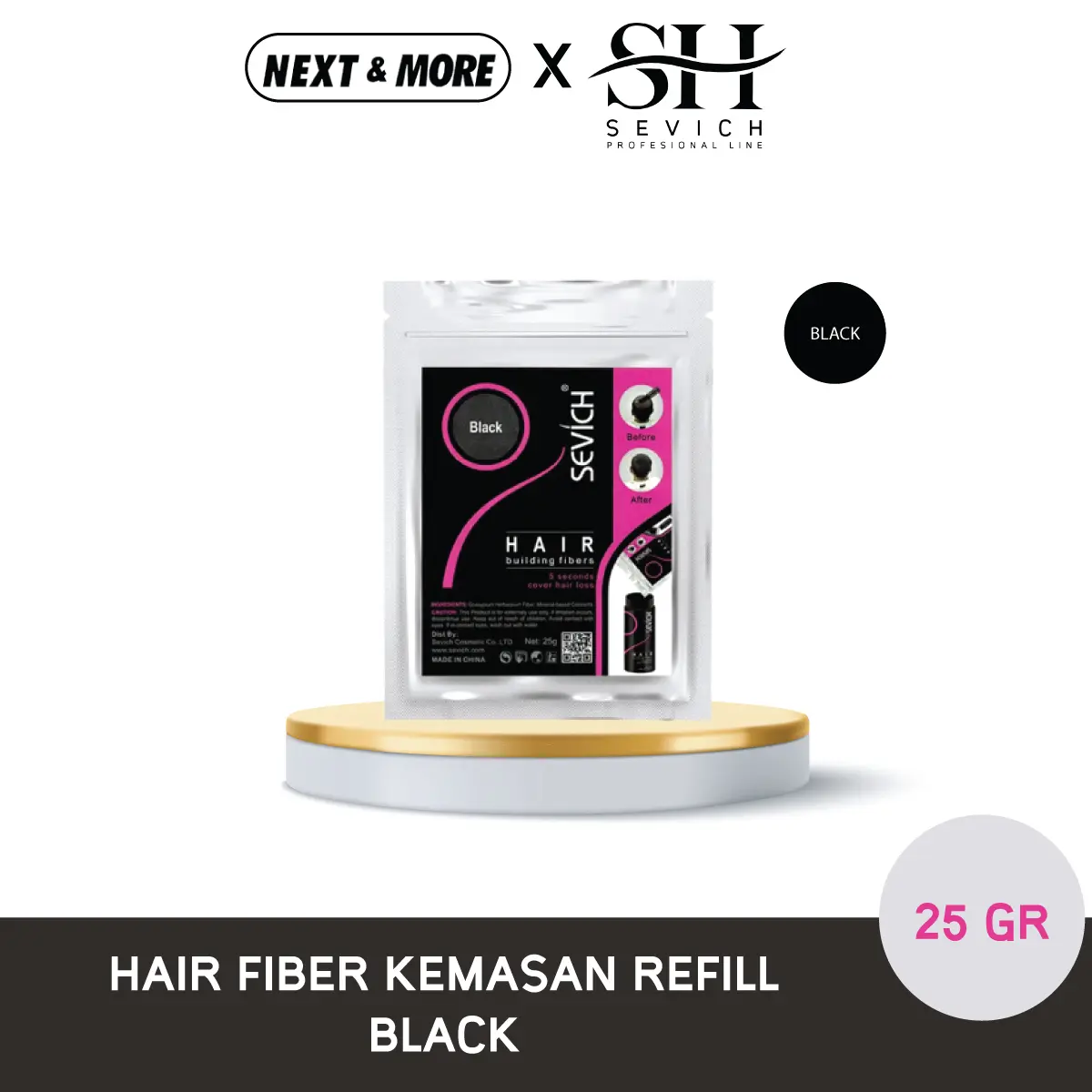 Hair Fiber Refill Perfectly Penebal Pembuat Rambut Instant Cepat Sevich Original Kemasan Isi Ulang 25 Gram