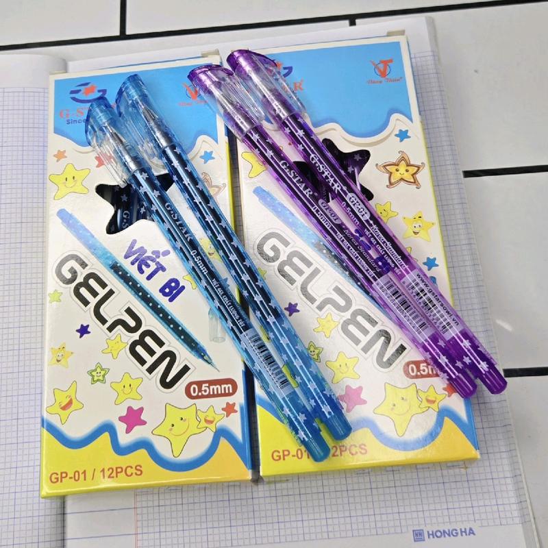 Hộp 12 cây bút mực NGÔI SAO GSTAR, ống mực to, màu mực đậm rõ, có 2 màu xanh và tím