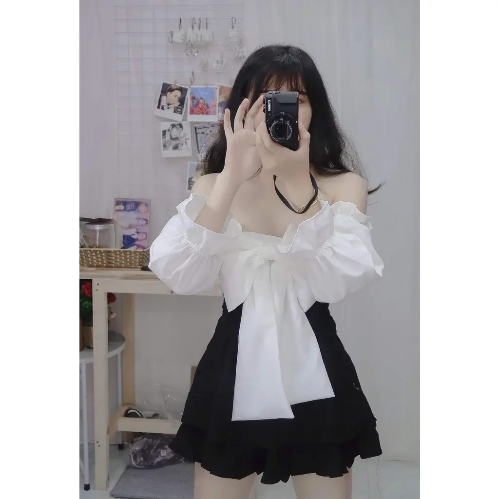 Áo xinh trễ vai phối nơ to a30