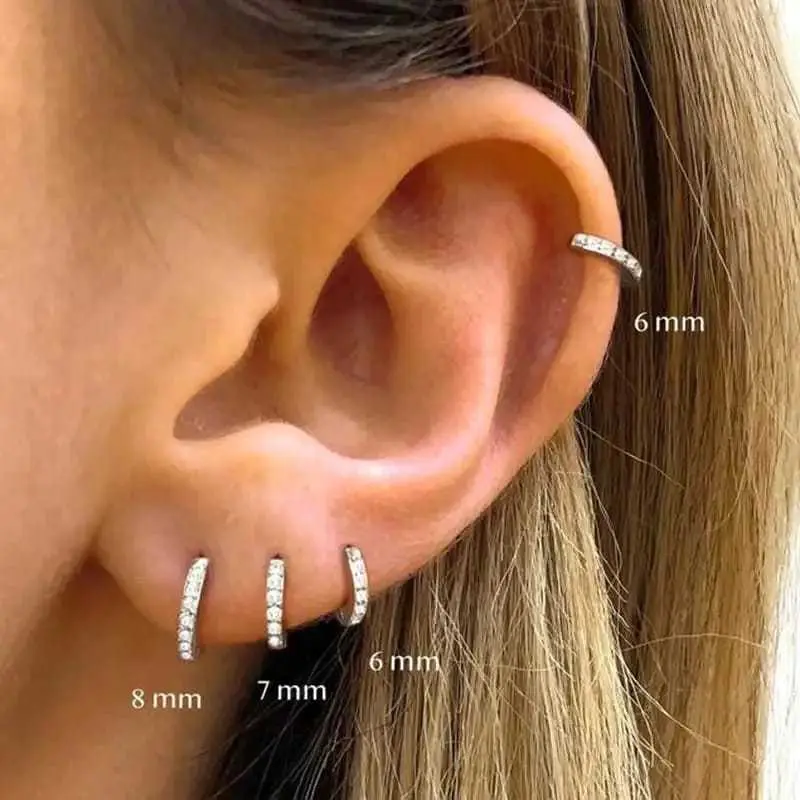 ICH 1PCS Anting Ring Permata Titanium Piercing Earrings Ring Stainless Steel 5/6/7/8/9 Anti Luntur dan Anti Gatal Elegan