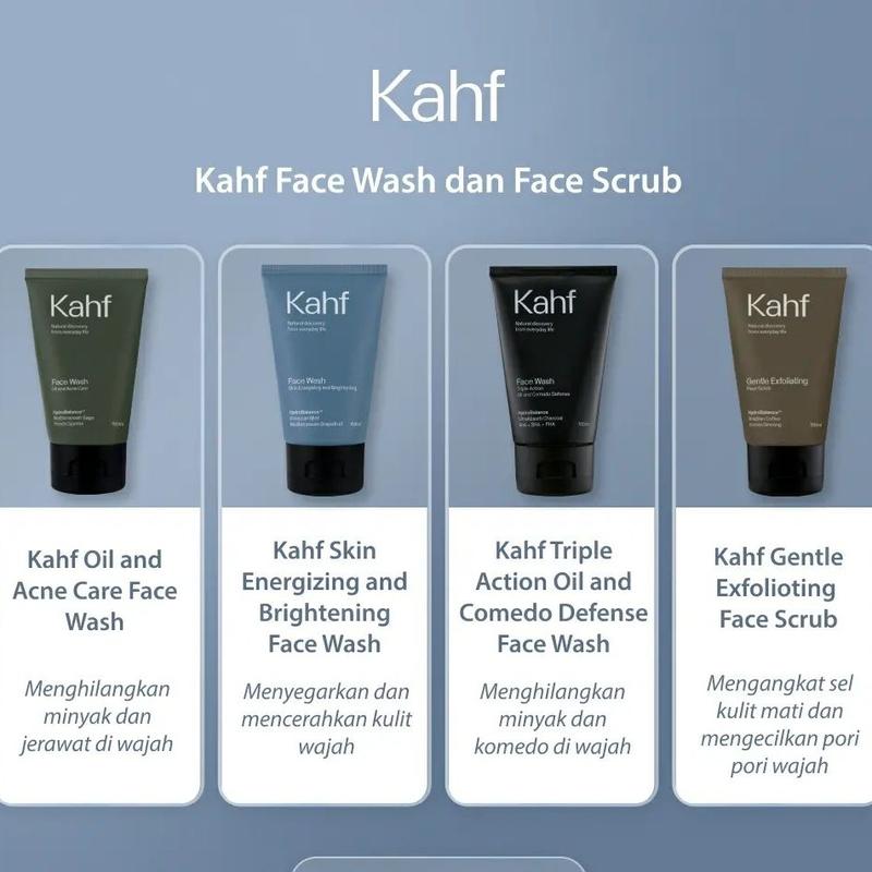 Kahf Face Wash All Varian 100ml - Kahf Facial Wash - Sabun Muka Pria - Sabun Cuci Muka Pria - Perawatan Wajah Pria Non Alkohol coffee exfoliating membersihkan  mencerahkan Scrub Hitam Komedo Laki Moisturizer Kotoran Kusam sabun  mukapria 4