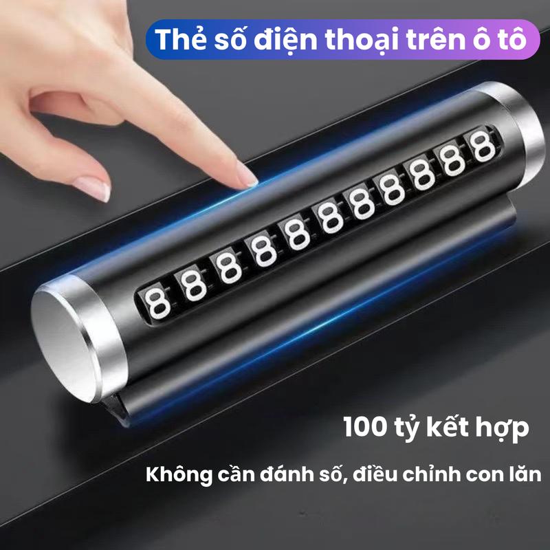 Bảng ghi số điện thoại trên Ô Tô, thẻ số điện thoại xe hơi dạng xoay tiện dụng bằng nhôm, thẻ đỗ xe tạm thời số con lăn