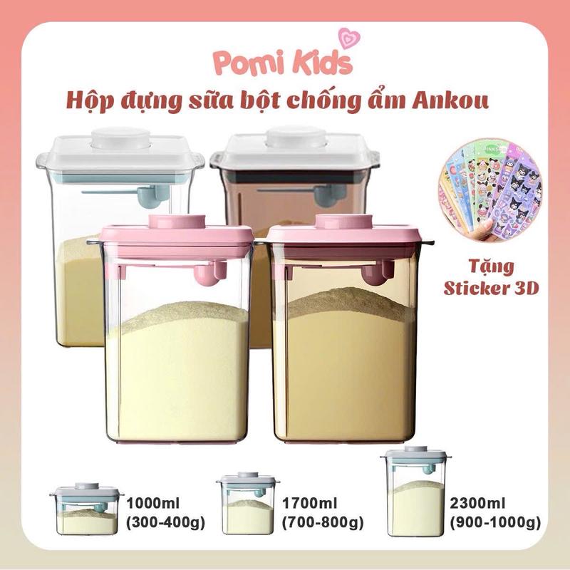 ( TẶNG STICKER 3D) Hộp đựng sữa ANKOU hút chân không bảo quản sữa chống ấm 1,7L và 2,3L Trữ Sữa Đựng Sữa Bột
