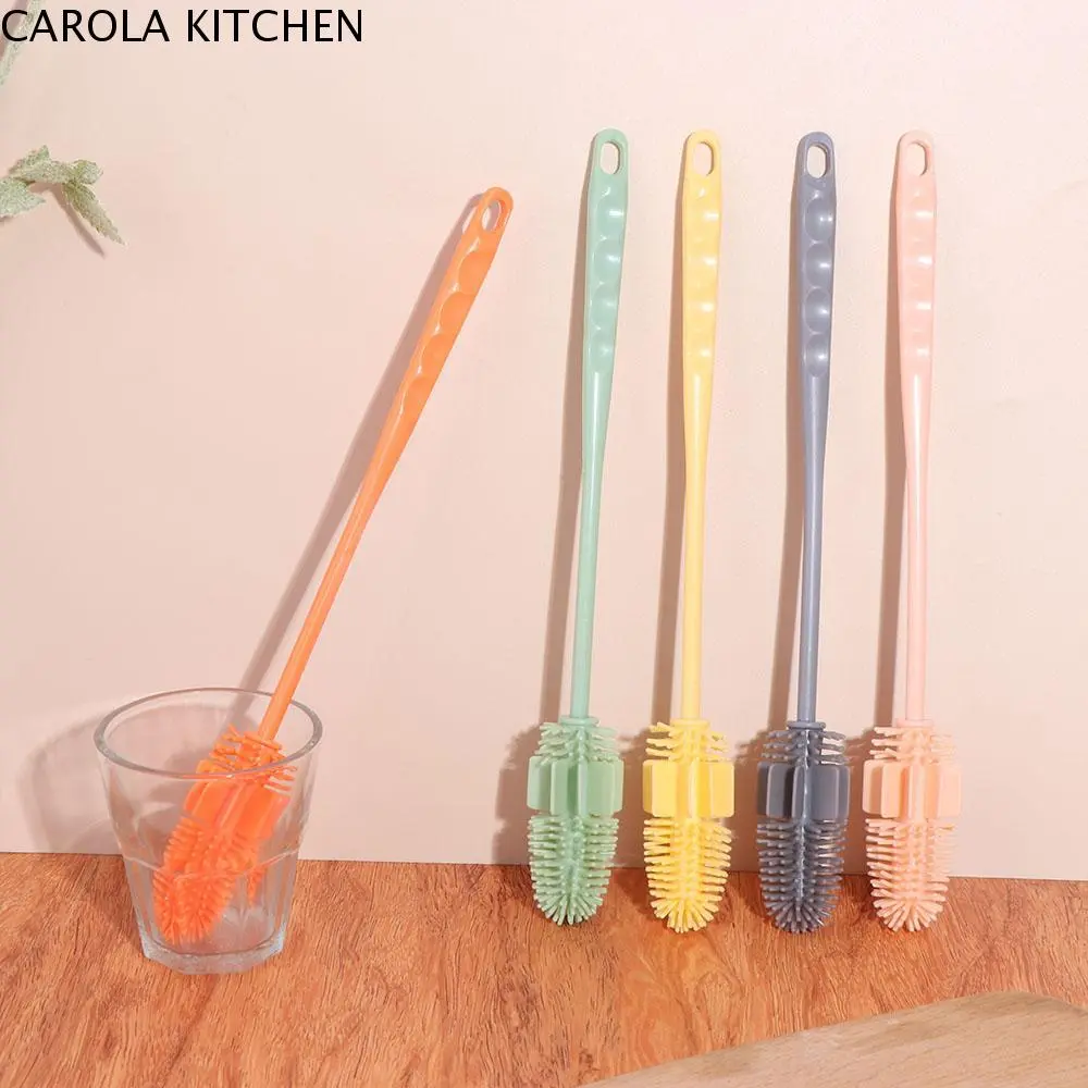 CAROLA KITCHEN No Dead Corner Silicone Cup Brush Long Handle Multipurpose Bottle Cleaning Brush Portable Cup Scrubber Glass Cup