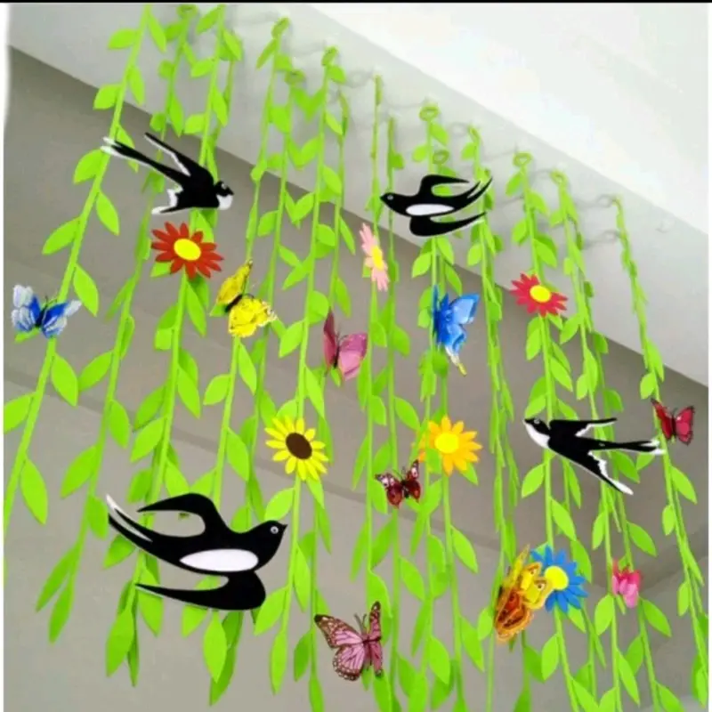 Dây lá bằng vải nỉ  dài 50cm, dây treo trang trí mầm non Decor Decor Bàn Decor Phòng Trang Trí Nhà 2