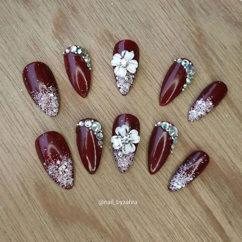 Kuku palsu wedding atau daily maroon 3D