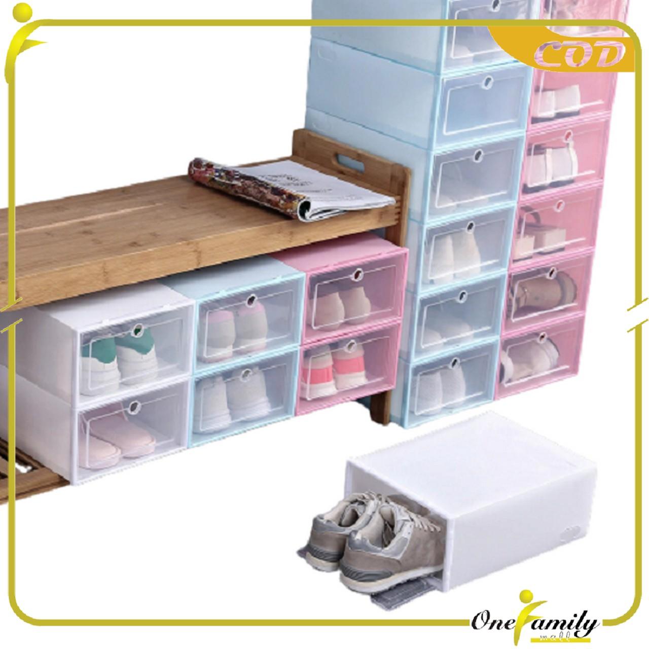 [COD] OFM C158 Kotak Sepatu Lipat Transparan Tebal Rak Sepatu Plastik Susun Dapat disesuaikan