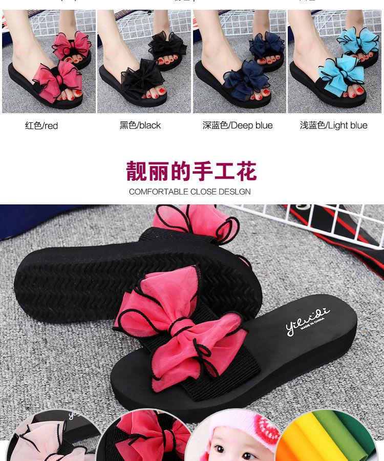 Product Introduction of Summer Slippers Women's Bowknot Slippers High Heel Slippers Non-Slip Wedge Platform Beach Shoes for Seaside Outdoor Wear Walking Shoes Girl Footwear Comfort Sandals 3