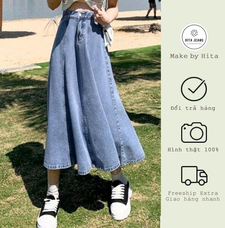 CHÂN VÁY JEAN NỮ LƯNG CAO TRƠN MÀU XANH NHẠT XANH ĐẬM XÁM NHẠT XÁM ĐẬM MẪU HOT XỊN SÒ NỮ TÍNH