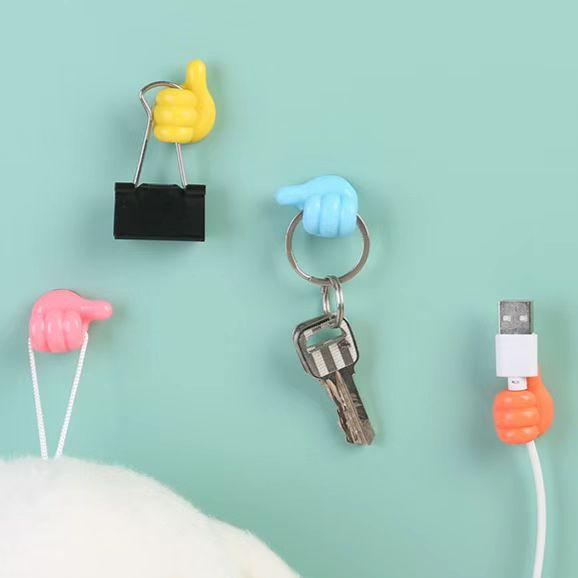 Creative thumb hook / storage hook Non drilling cable organizer thumb hook multifunctional data cable fixed storage without trace adhesive design multifunctional adhesive hook 4