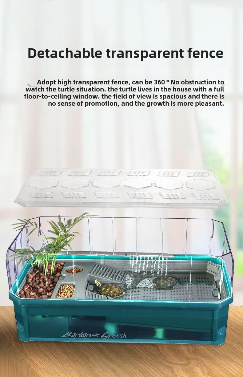 Product Introduction of Turtle Special Cylinder Extra Large Tortoise Feeding Household Water and Land Brazilian Turtle Cylinder Villa Landscape Change Water Ecological Feeding Box 4
