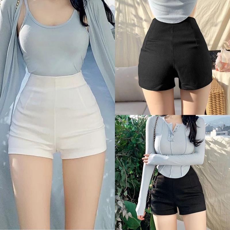 Quần Short iDOL Khóa Sau Hack Dáng Cạp Cao Co Dãn Màu Đen Trắng Quần Đùi nữ Mặc Nhà kpop nữ Biker Chất Vải Umi Mát Cao Cấp Giãn 4 Chiều Đi Biển Đẹp Thun Women Pants Tua Rua quan ngan nu