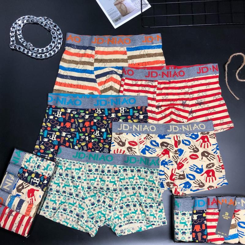 Quần lót nam boxer hoạt hình họa tiết nhiều màu sắc vải thun cotton mềm mịn thoáng khí pm17 Menswear Quần sịp Boxer Quần Boxer