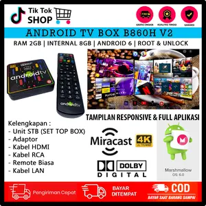 Android TV Box B860H V2 / RAM 2GB / ROOM 8GB / OS 6 / FULL APLIKASI / HDMI / RCA / USB / FULL CHANNEL