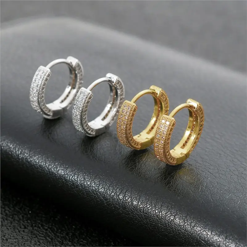 Khuyên Tai Tròn Huggies Zircon, Sáng Bóng, Dành Cho Phụ Nữ Và Nam Giới, Vòng Bít Tròn, Phụ Kiện Trang Sức Thanh Lịch, 1 Đôi