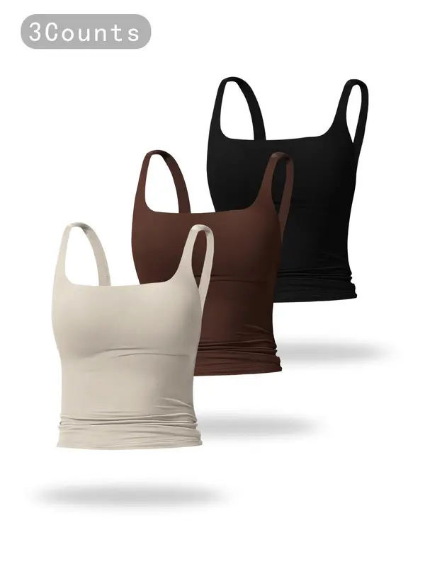 Women's Solid Color Sports Tank Top, Casual Comfy Breathable Sleeveless Sports Vest Top for Yoga Gym Workout Running, Ladies Sportswear Clothes for All Seasons Valentine's Day, gift 6