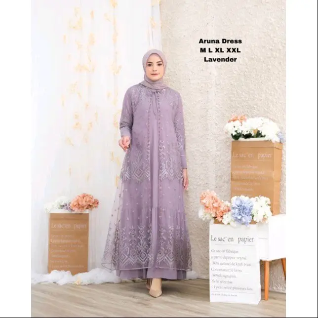 Aruna dress wanita terbaru tille bordir