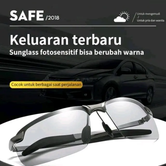 kacamata sport polarized photocromik pria anti silau siang malam