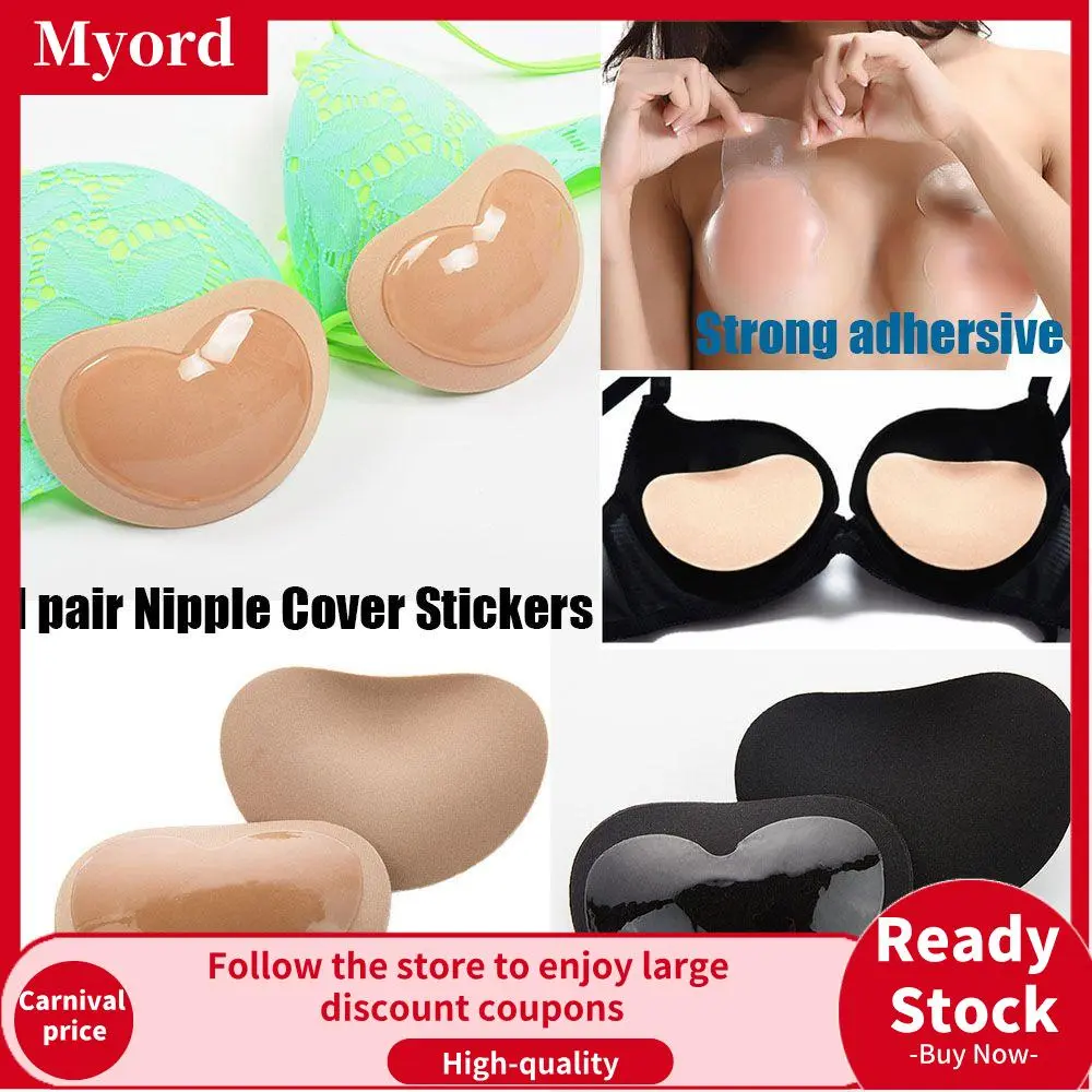 1 pair Women's Fashion Nipple Cover Stickers Invisible Paste Padding Bust Thicker Padded Breathable Sponge Bra Swim Bikini Pad Breast Push Up Clothing Womenswear
