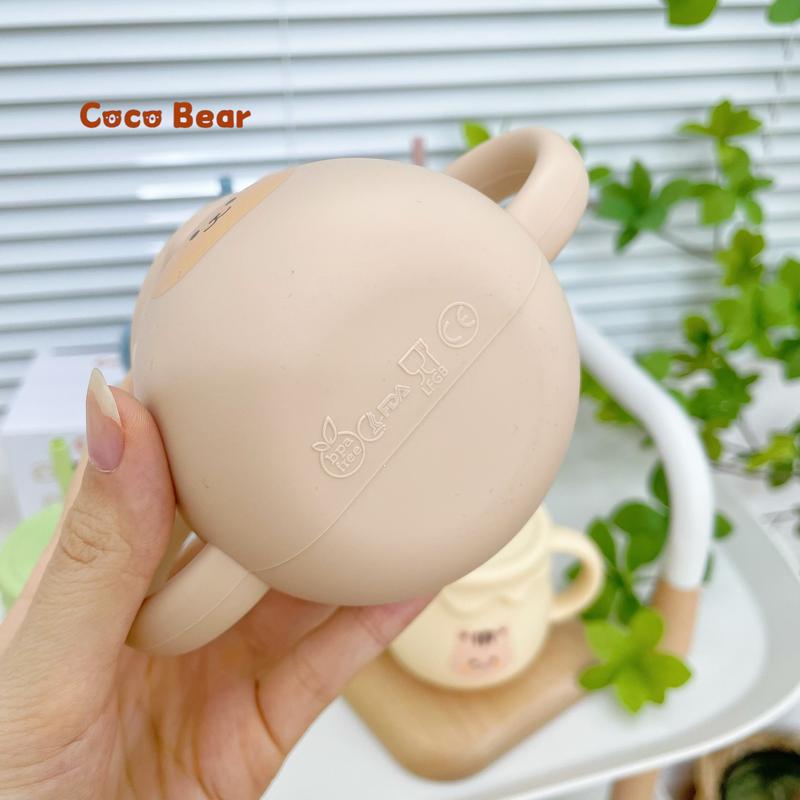 Product Introduction of Cốc Tập Hút Silicon CoCo Bear, Cốc Tập Uống Bằng Silicon Có Tay Cầm Cho Bé 5