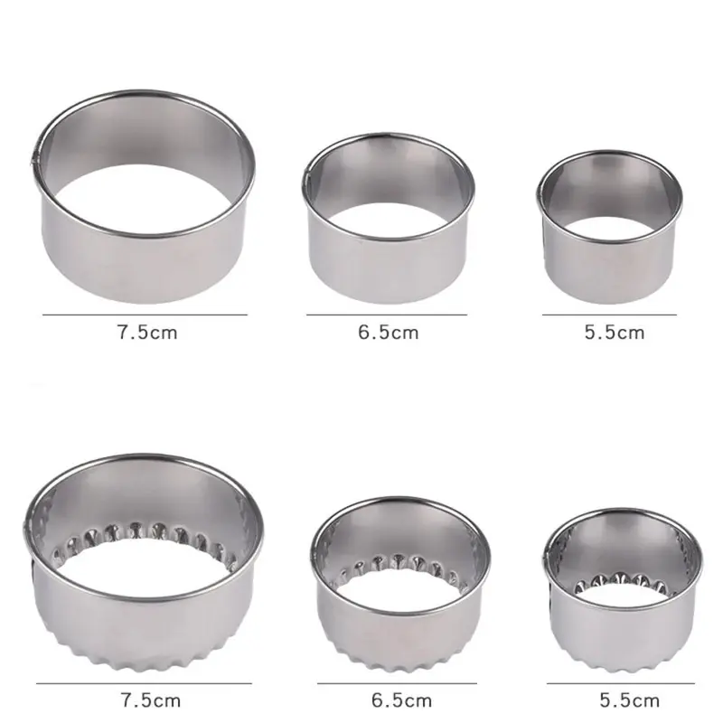Bộ 3 món khuôn làm bánh bao Bao bì hiệu quả Máy cắt bột bằng thép không gỉ Phụ kiện cắt Công cụ nhà bếp tròn cho nhà bếp gia đình Làm bánh và nấu ăn 8