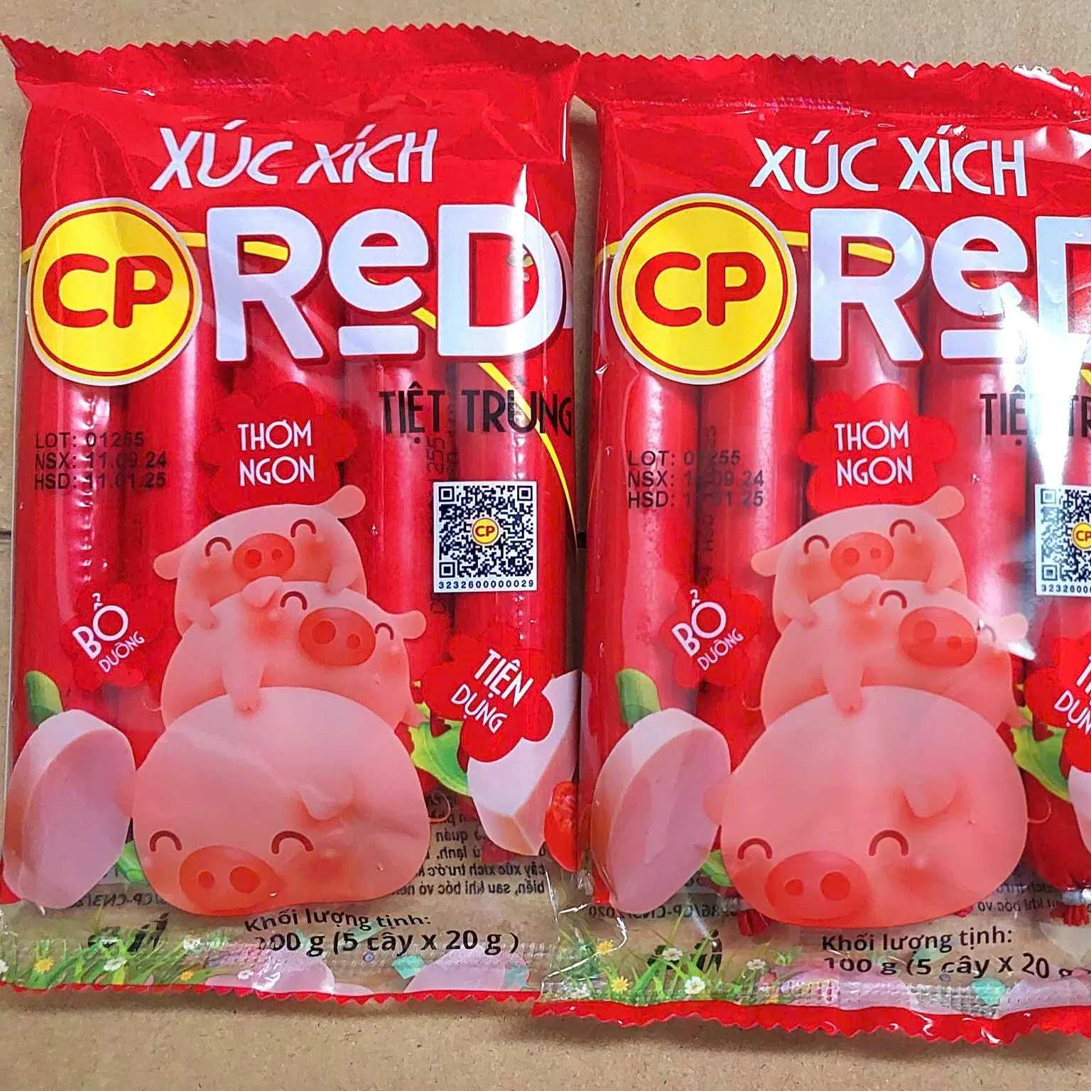 Gói 100g Xúc Xích Tiệt Trùng CP ( 5 cây)