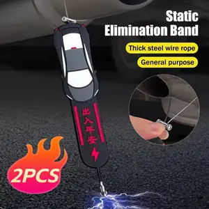 1/2 Buah Sabuk Kabel Ground Anti-Statis Mobil, Strip Fleksibel Anti-Statis, Strip Penghilang Elektrostatik untuk Kendaraan Truk, Sabuk Styling