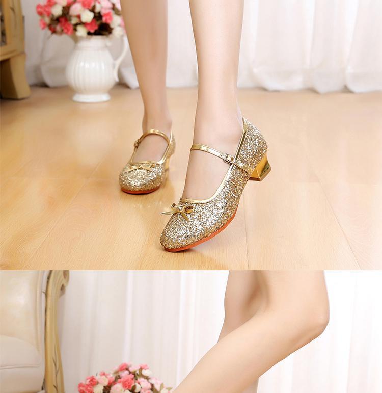 Product Introduction of Autumn and Winter Children Girls Latin Dance Shoes Children Girls Soft Bottom Dance Shoes High Heel Princess Performance Beginner Just Nam 9