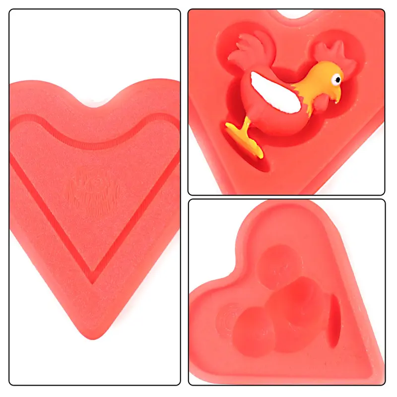 3D Printed Rooster & Heart Shaped Mold Toy, 1 Box Chicken Shaped Mold Toy, Novelty Animal Model Ornament, Small Gift Toy 2