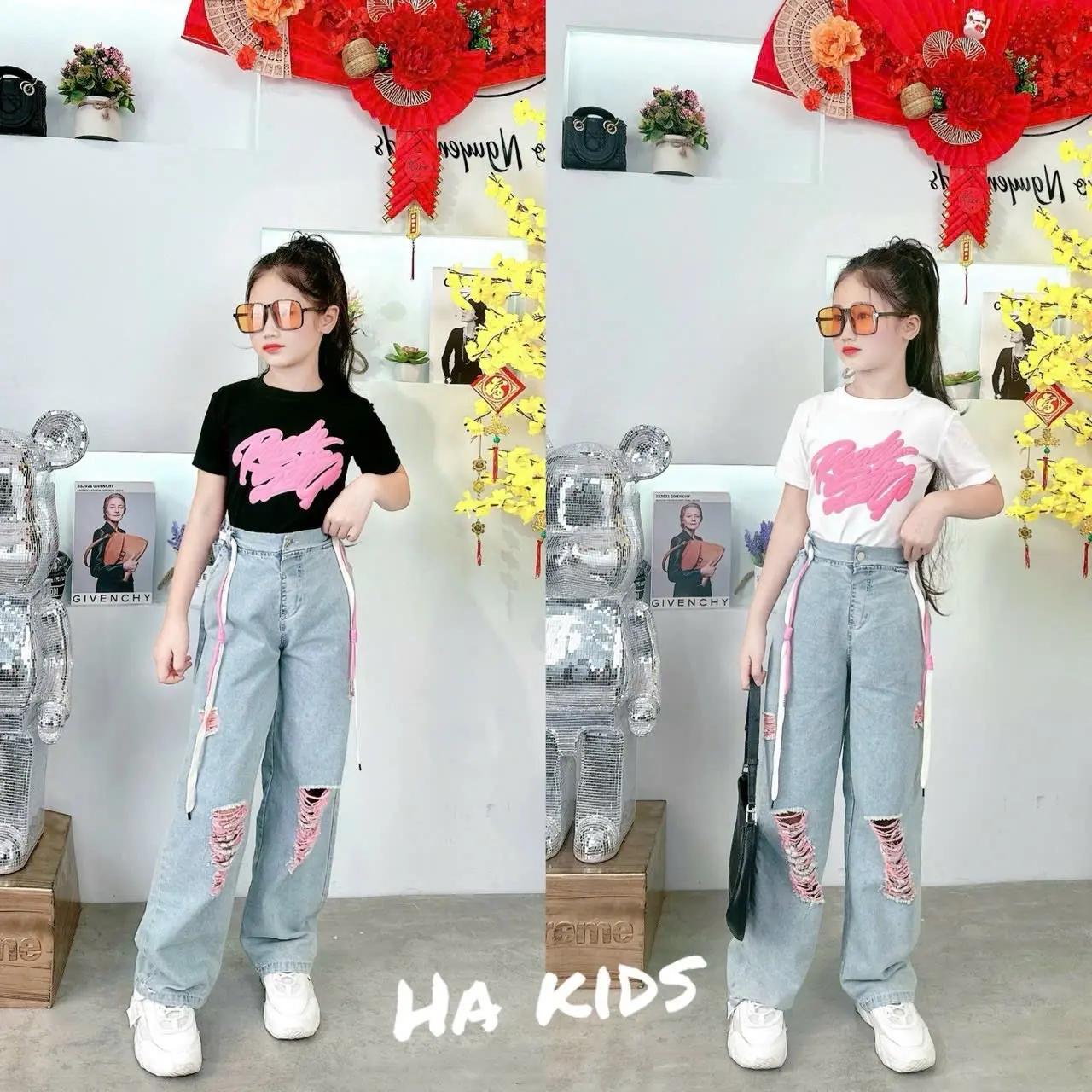 Bộ quần jeans bé gái size 16-50kg