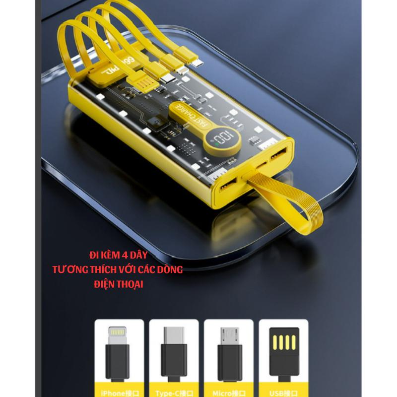 Pin sạc dự phòng 20000mAh 120W sạc siêu nhanh, dung lượng lớn, sạc an toàn, thiết kế trong suốt, Fusion X. 4