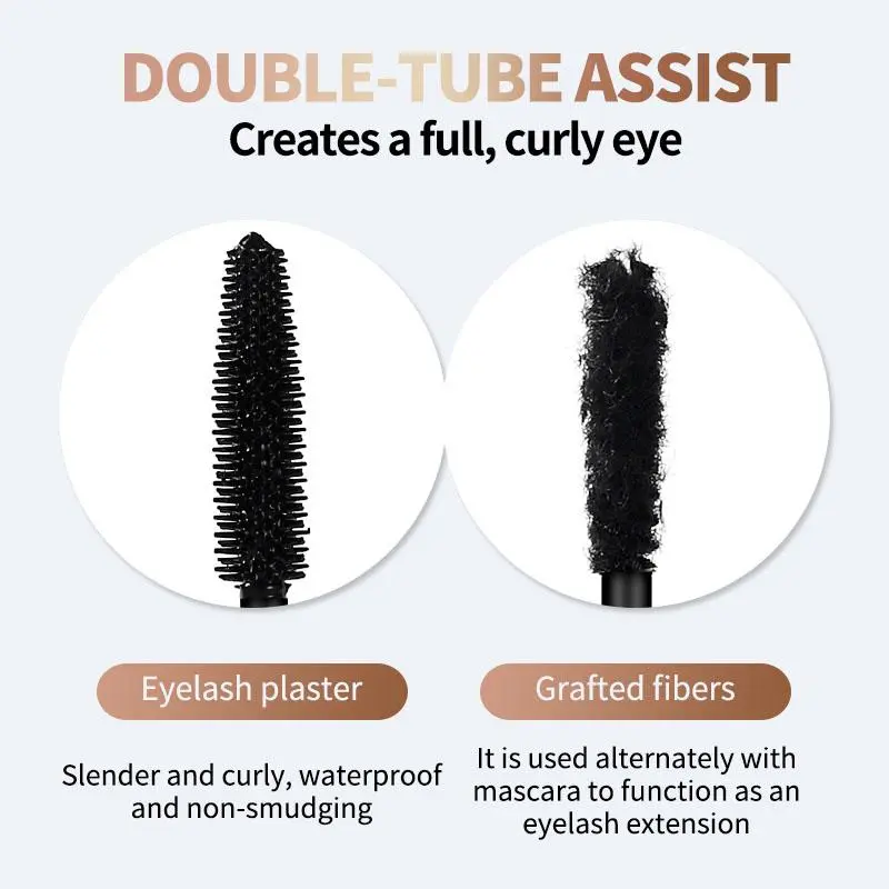Long Lasting Eyelash Extensions Mascara & Graft Fiber Set, 2 Counts/set Eye Lashes Lengthening & Styling Mascara & Graft Fiber Stick 4