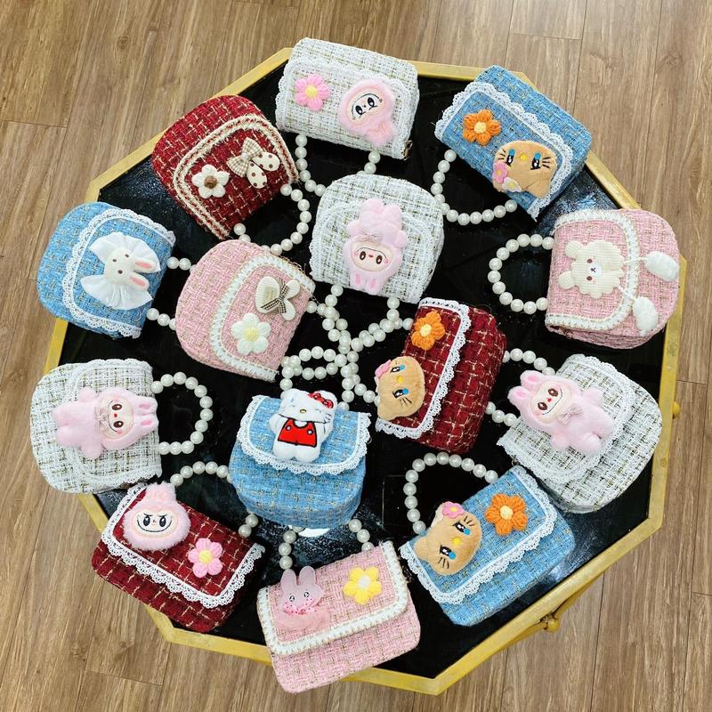 Túi xách cho bé gái xinh xắn quai ngọc nhiều mầu dễ thương Len Balo