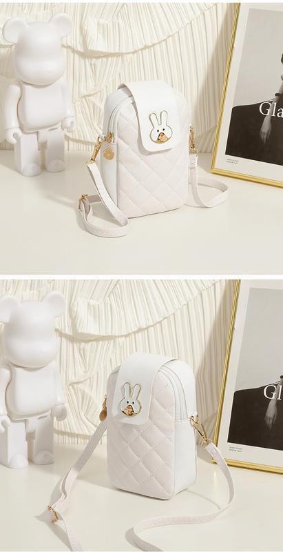 Product Introduction of Ladies Phone Bag High-Grade Special-Interest Design Embroidered Rhombus Rabbit Lock Shoulder Messenger Bag 31
