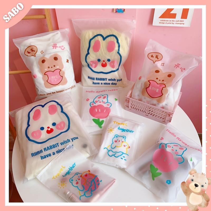 Combo 5 Túi Zip Khóa Lụa Mờ Mẫu Hoạt Hình Đựng Đồ Đi Sinh, Quần Áo, Giày Dép, Du Lịch...