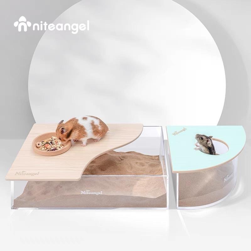 Product Introduction of Casual  Local Stock  Niteangel Acrylic Bath Box Toilet Litter Sand Box With Wooden Lid 0