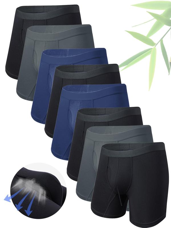 Men's Solid Color Bamboo Fiber Boxer Brief, Breathable Comfortable Underwear for Daily Wear, Underwear for Men, Casual Men's Underwear Clothing for All Seasons 4