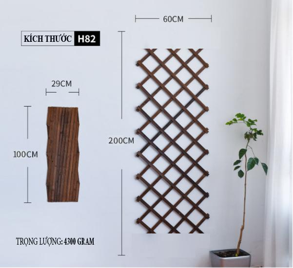 Giàn gỗ treo cây hoa ban công chung cư, treo hoa trang trí sân thượng, decor sân vườn - Khung có thể co giãn, kích thước 140x60cm