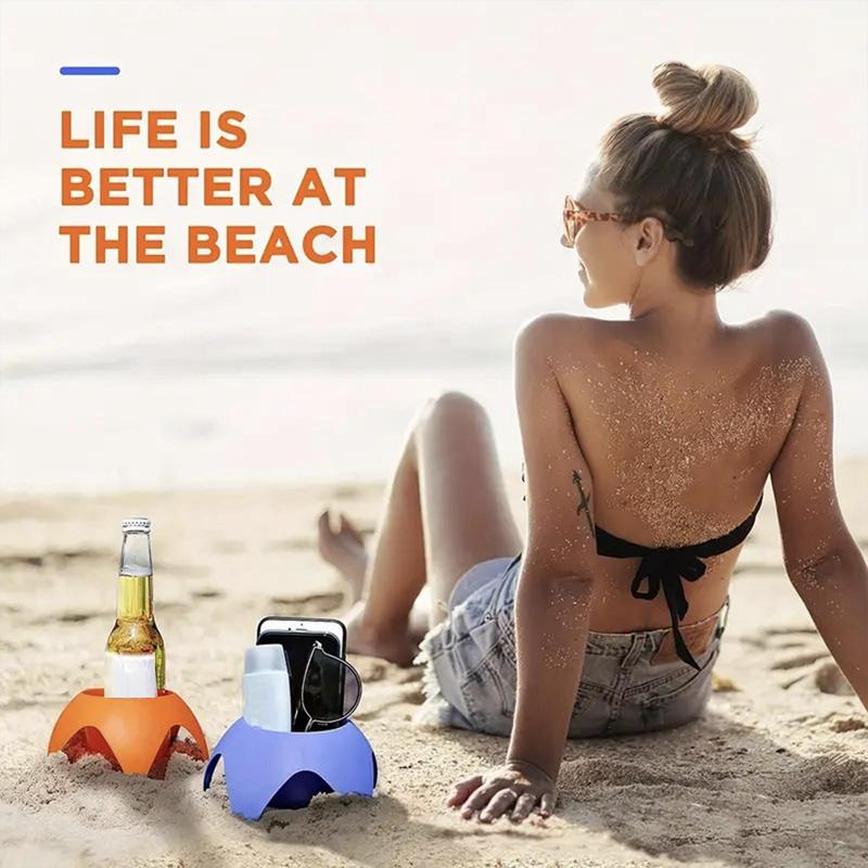 Plastic Beach Cup Holder, 5 Counts/set Outdoor Sand Drink Holder, Portable Beer Stand Accessories for Beach Parties and Camping 2
