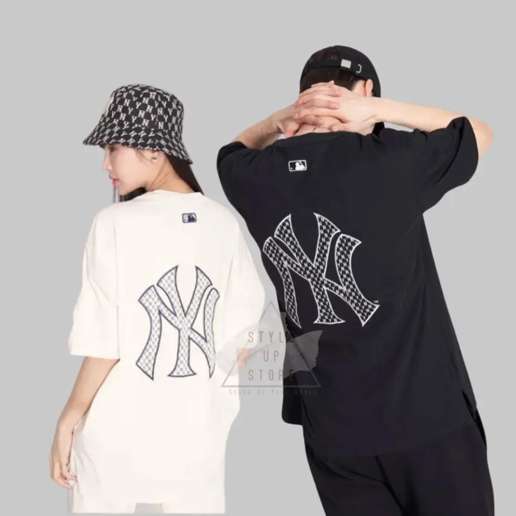 [ STYLEUPSTORE ] KAOS MLB TEE EMELBE NY MONOGRAM BORDIR TSHIRT OVERSIZE