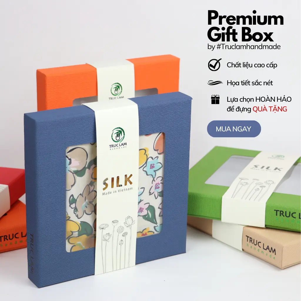 Hộp Quà Tặng Khăn Lụa Cao Cấp Sang Trọng PKTRB65 Trúc Lâm Handmade