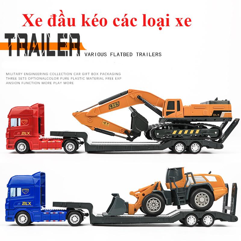  Xe đồ chơi mô hình xe đầu kéo xe xúc  gồm 2 xe  chất liệu nhựa ABS an toàn kích thước lớn Toy 