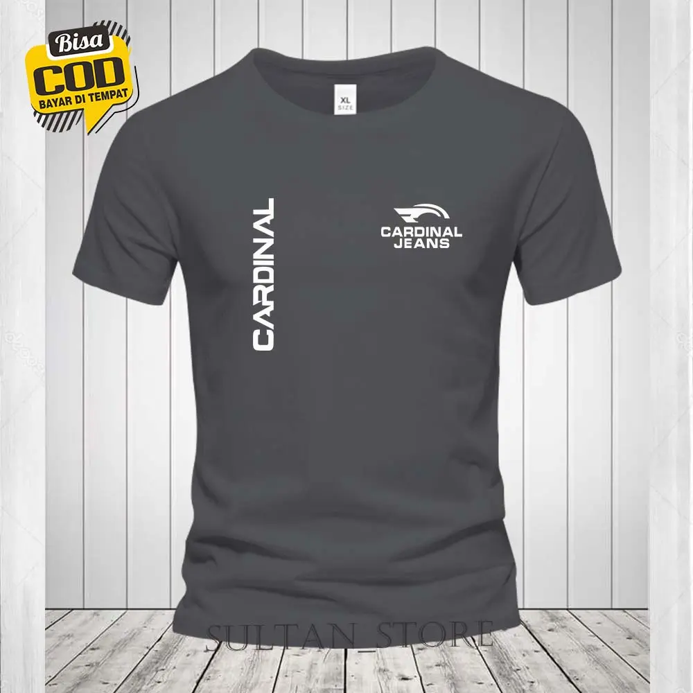 Kemeja-T Jeans, KARDINAL, Kiri dan Kanan, Putih, Diperbuat daripada Bahan Kapas Combet 30s, Kemeja-T Distro Premium, SULTAN _ STORE Lengan