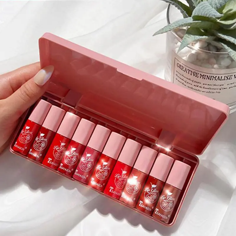 Son Môi Mini, 10 Màu, Son Bóng, Không Thấm Nước, Lâu Trôi, Son Môi Làm Đẹp Cho Bé Gái, Lớp Hoàn Thiện Lì Nhung, Son Bóng 0