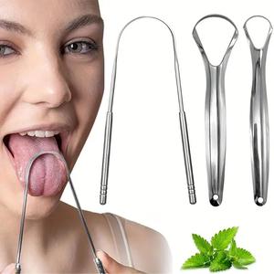 Raspador de lengua de acero inoxidable, 1/3 unidades limpiador de recubrimiento de lengua, herramientas de cuidado oral para mantener tu boca fresca y higiénica, gadgets de baño