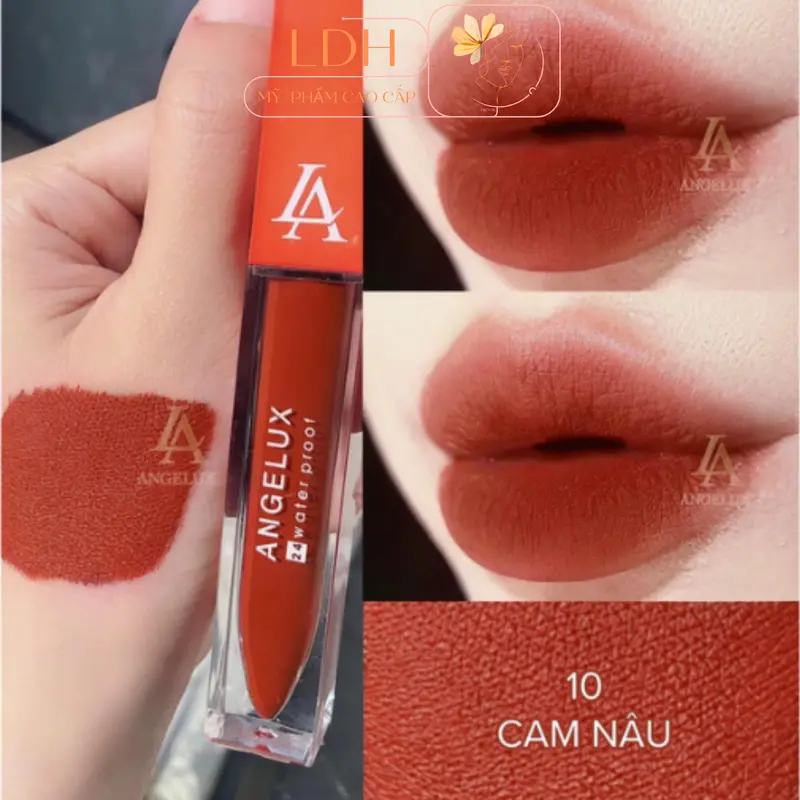 son kem siêu lì Angelux -Chống thấm , chống trôi suốt 24H- (07- hồng 10H ) Cosmetic son Môi Trang Điểm Mỹ Phẩm Nữ Women son sieu li son  khô 5