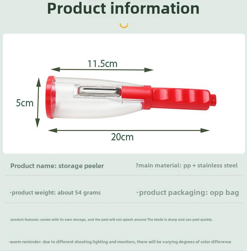 Product Introduction of Dụng cụ gọt vỏ loại lưu trữ gia dụng để cắt trái cây Dao chùm bằng thép không gỉ Dụng cụ gọt vỏ đa năng với hộp lưu trữ nhựa bền 1
